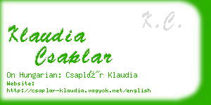 klaudia csaplar business card